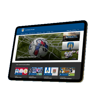 Image of a tablet displaying the official Colchester United website