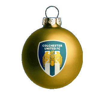 Image of a Christmas bauble with a Colchester United badge on it